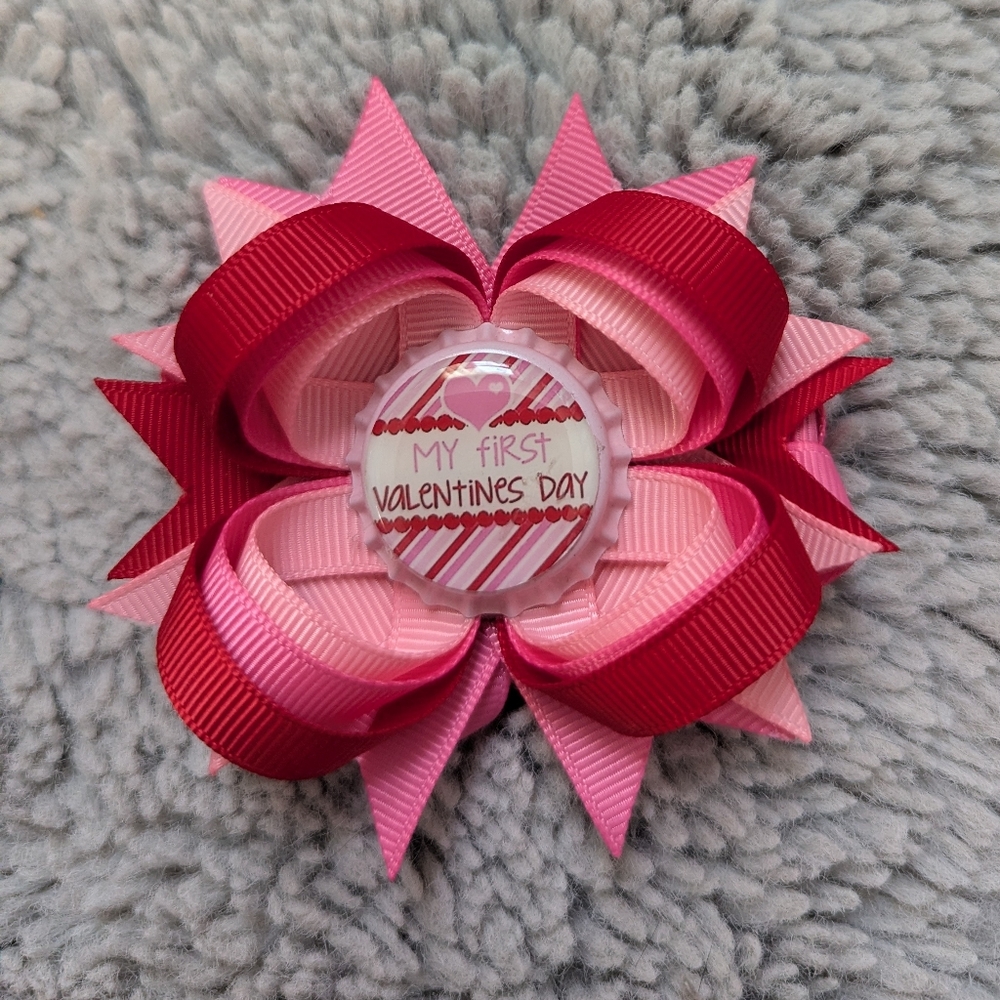 My First Valentine's Day Boutique Hair Bow Clip